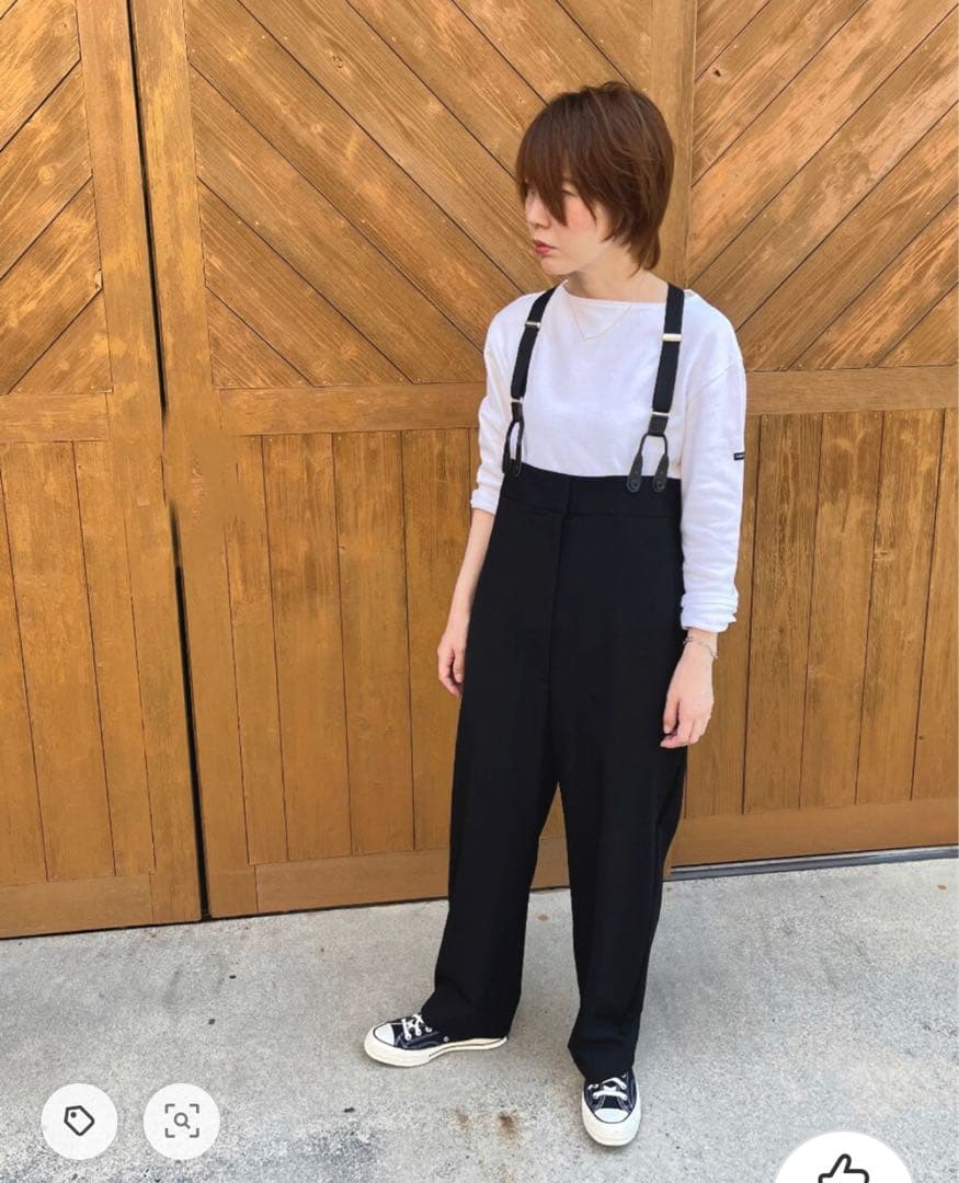 H BEAUTY&YOUTH ハイウエストサスペンダーパンツ S トロピカル