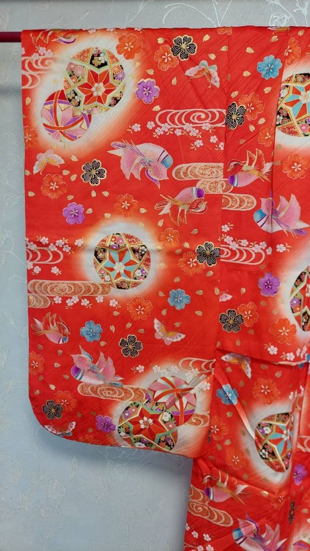 NK14アンティーク子供着物正絹着丈103センチ裄丈53センチ美品綺麗