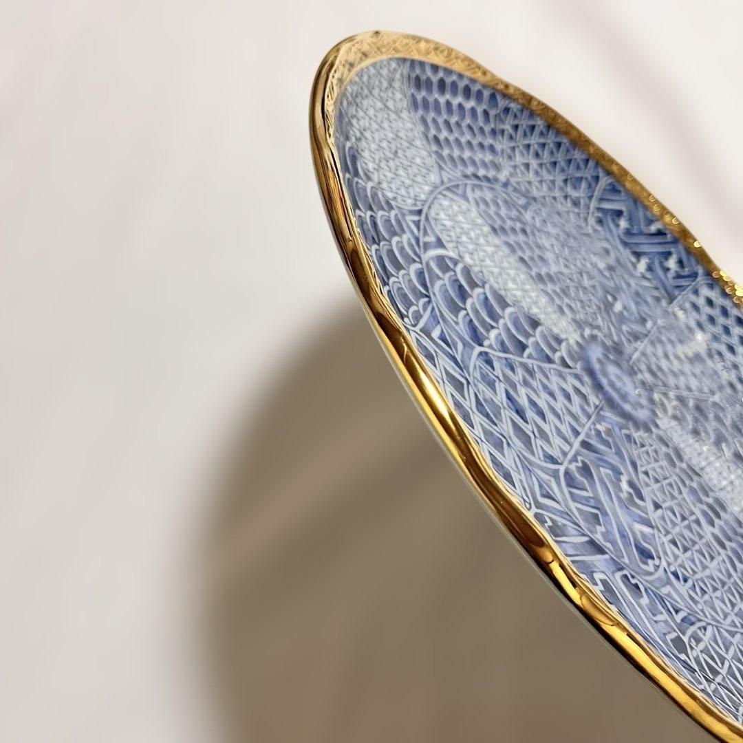 龍峰窯　三洋陶器　金彩祥瑞　2枚セット　高級 桐箱入　和食器　金縁　大皿　美濃焼