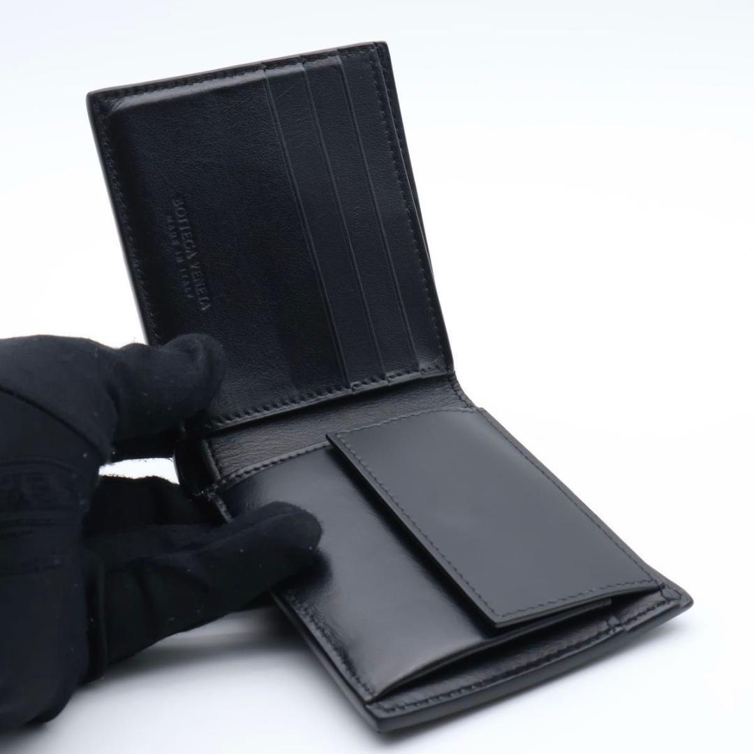 【超極美品】BOTTEGAVENETA カセット　ICチップ　二つ折り財布　黒