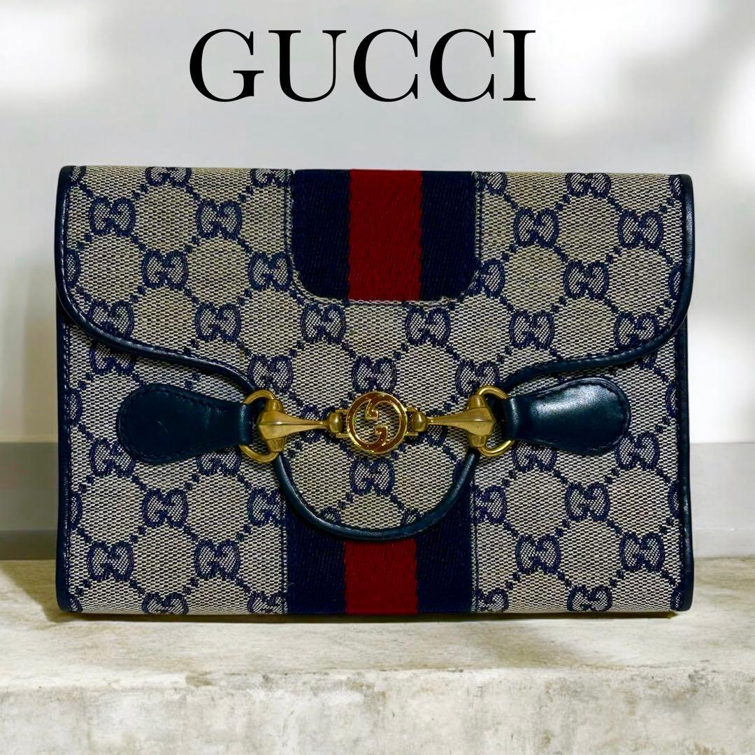 【超レア・美品】GUCCIシェリーライン　クラッチウォレット　GG 財布
