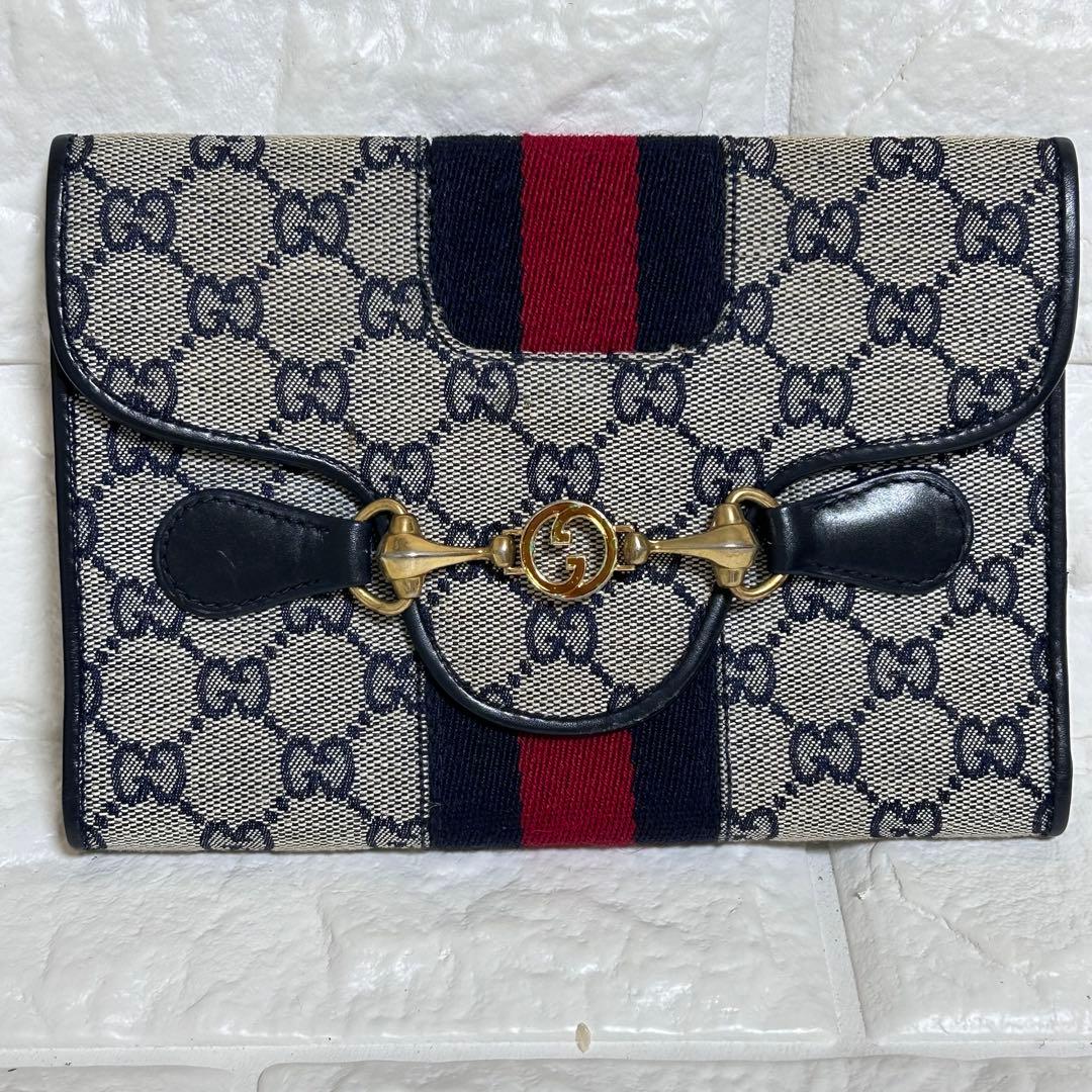 【超レア・美品】GUCCIシェリーライン　クラッチウォレット　GG 財布