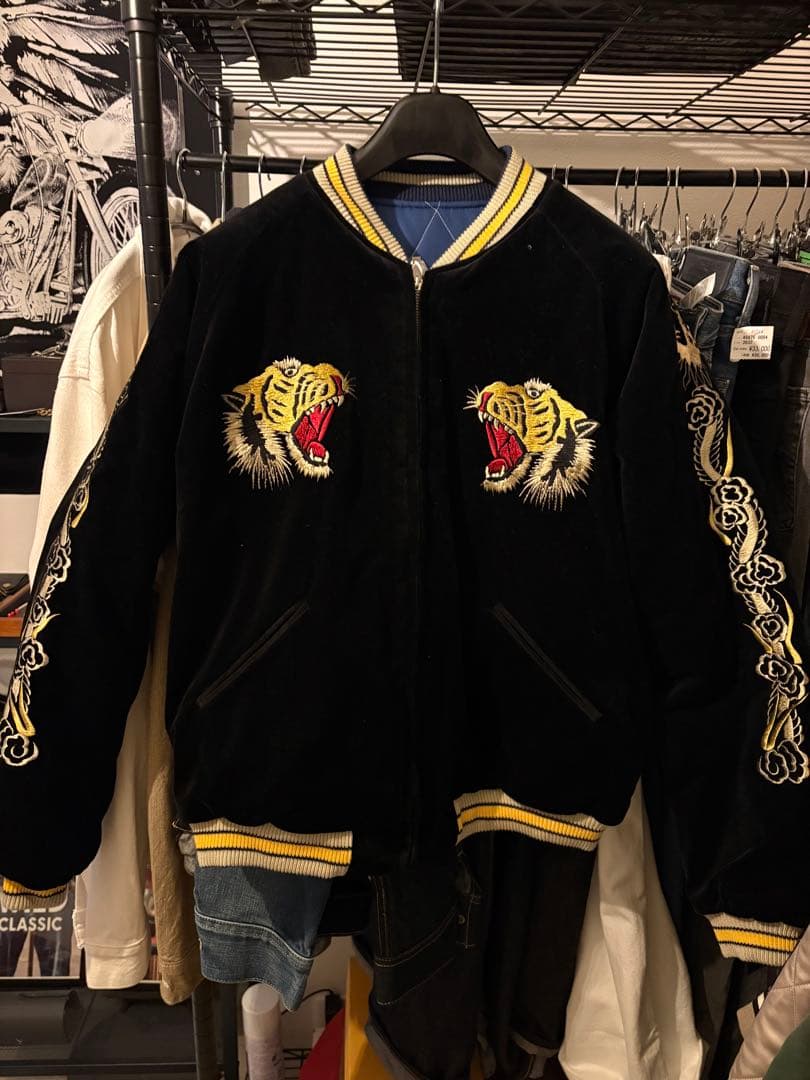 【希少⭐️】 XLサイズ　テーラー東洋　別珍　スカジャン　TT15544 虎・白鷲