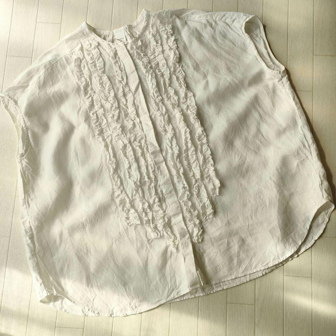 専用◎かぐれ　リネンフリルフレンチワイドシャツ　ホワイト