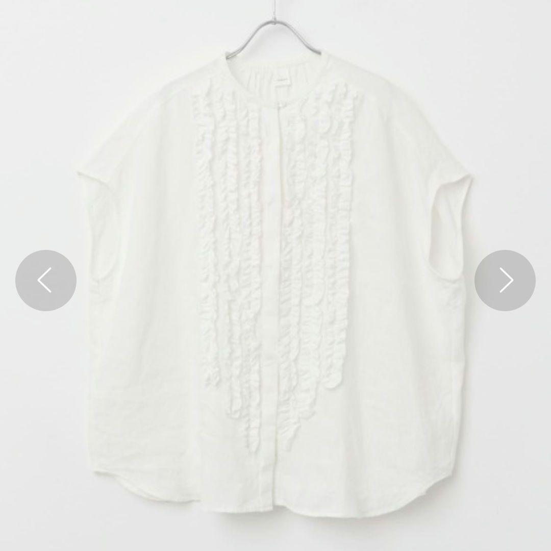 専用◎かぐれ　リネンフリルフレンチワイドシャツ　ホワイト