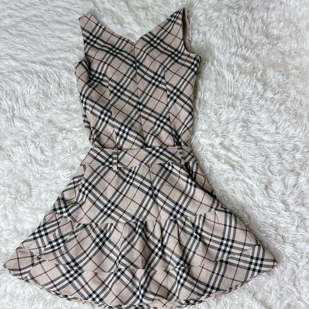 バーバリーノバチェック リボン付きワンピース　 ノースリーブ フリル36サイズ