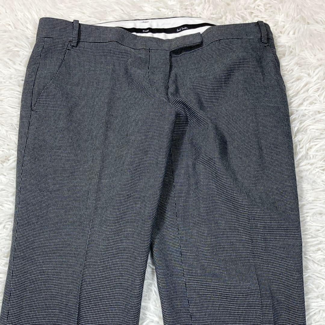 ポールスミスブラック　チェック柄　ストレッチ素材　シェルボタン　サイズ38(M)