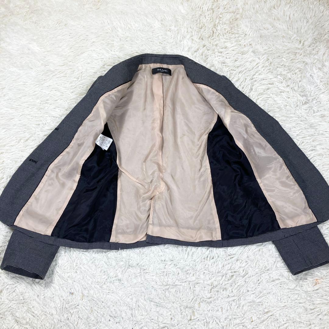 ポールスミスブラック　チェック柄　ストレッチ素材　シェルボタン　サイズ38(M)