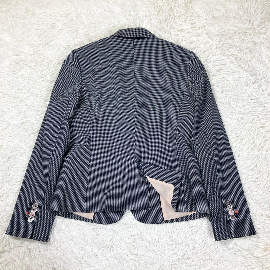 ポールスミスブラック　チェック柄　ストレッチ素材　シェルボタン　サイズ38(M)