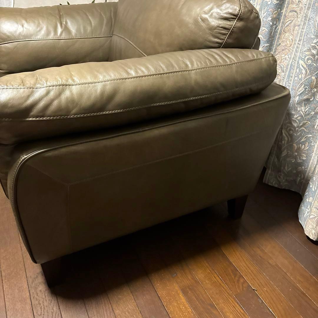 【良品】DULTON レザーソファ 1シーター マッドグレー
