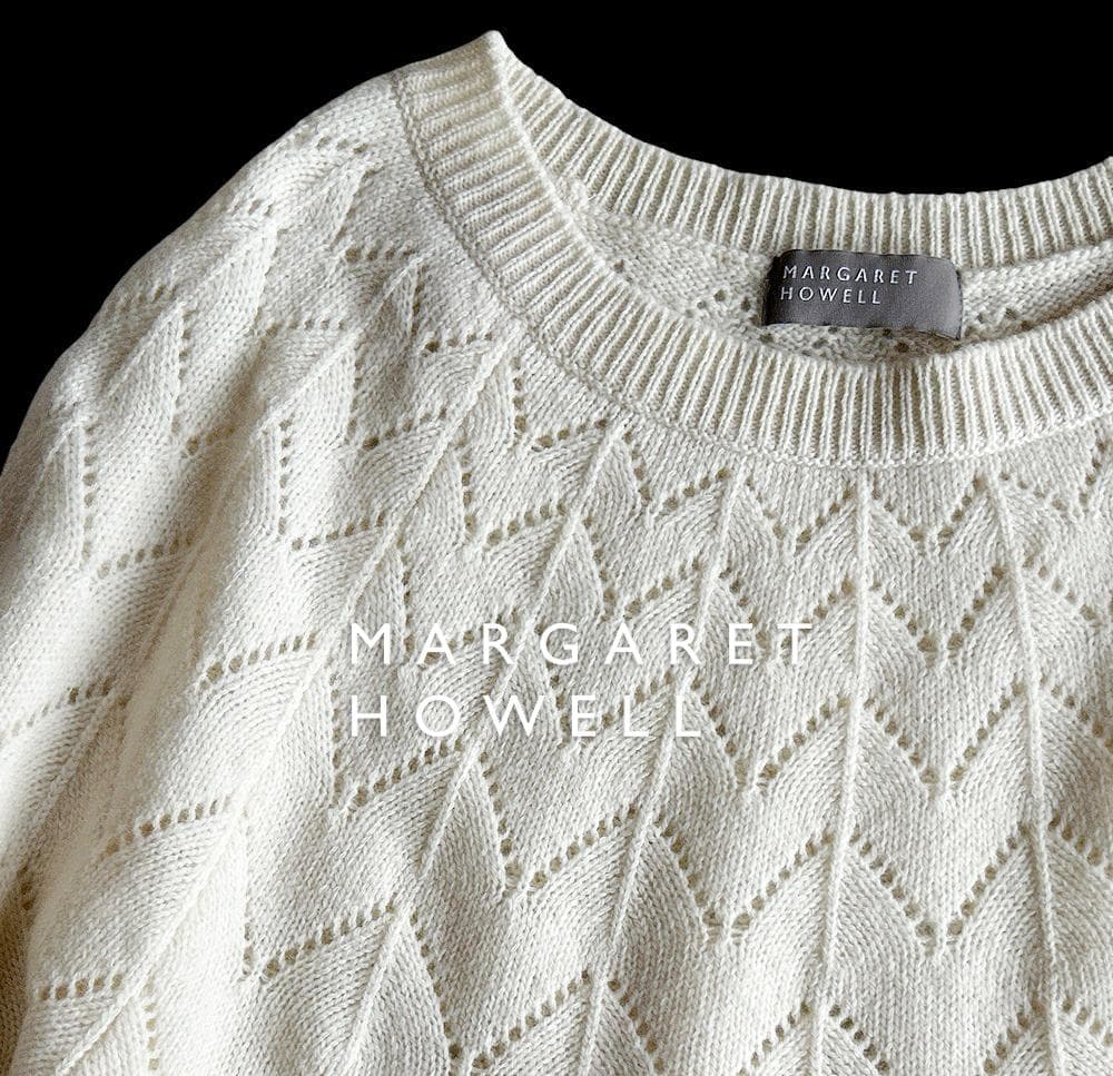 マーガレットハウエル 現行タグ カシミヤ混ウール 放射状 透かし編みニット