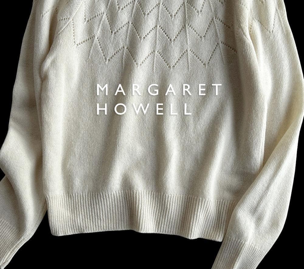 マーガレットハウエル 現行タグ カシミヤ混ウール 放射状 透かし編みニット
