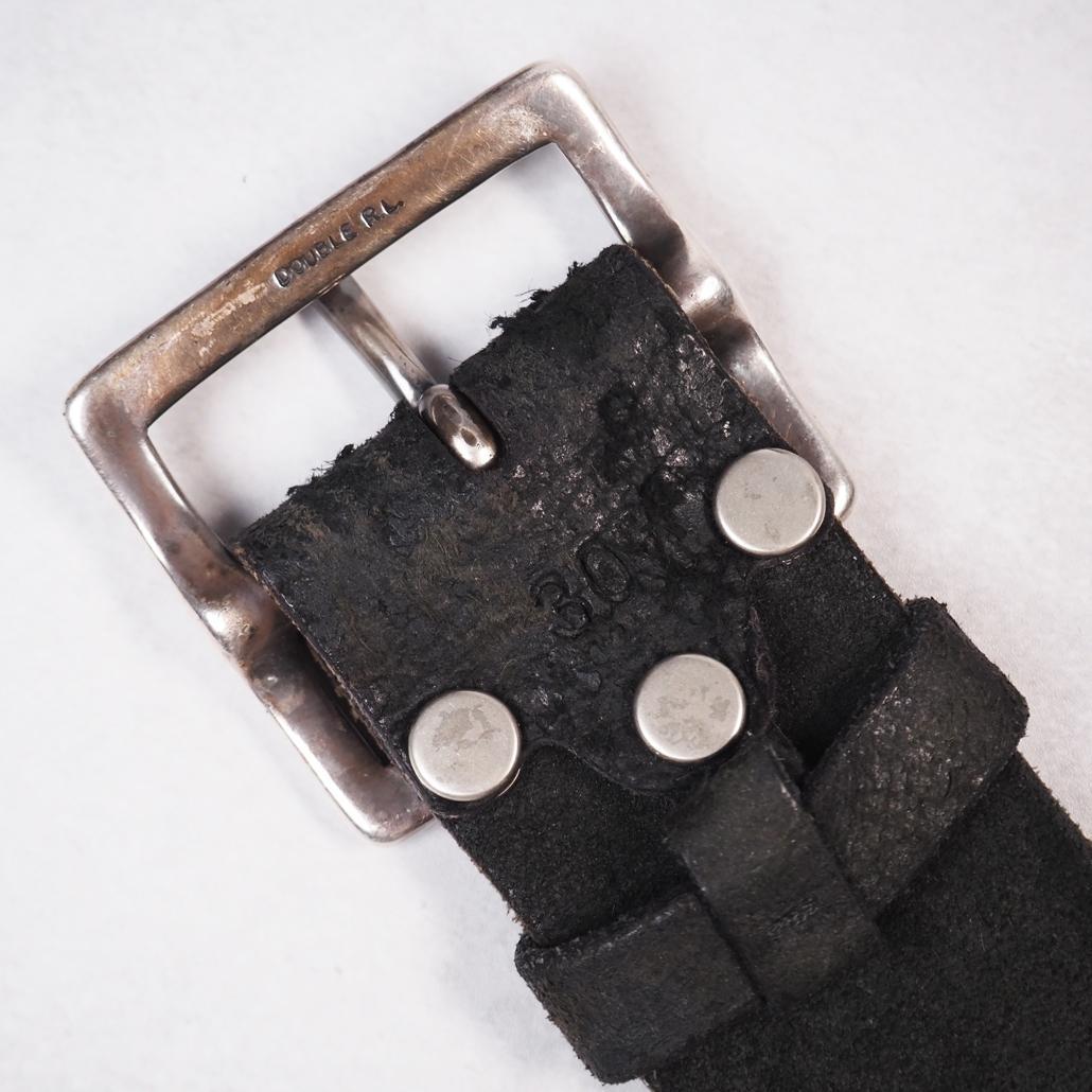 現行モデル RRL ディストレスト レザー ベルト ブラック 30