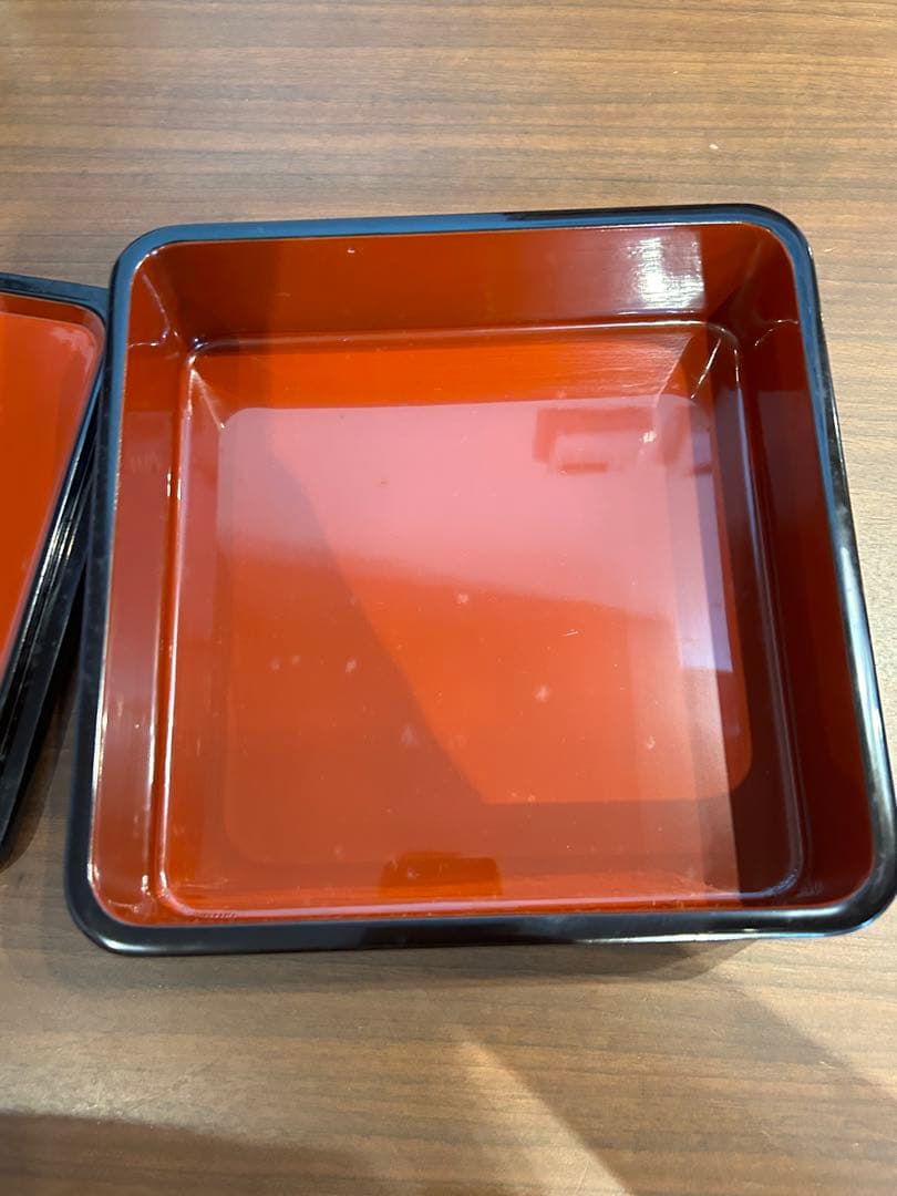 輪島塗　6.5寸\"2段重箱　菊彫り詰め沈金　長期保管品　2個セット