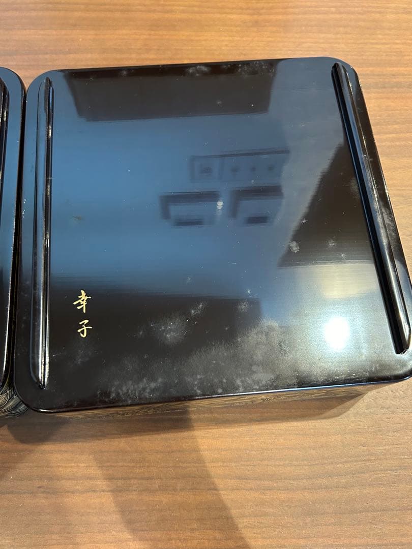 輪島塗　6.5寸\"2段重箱　菊彫り詰め沈金　長期保管品　2個セット