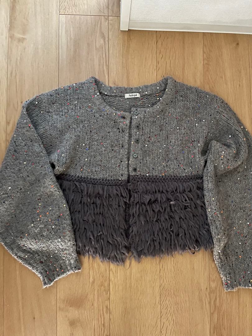 【Andequal】 fringe design gritter knit
