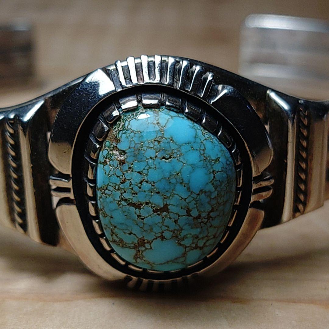 最終価格ナバホ族ターコイズシルバーバングルデルバートバンデバーVandever銀