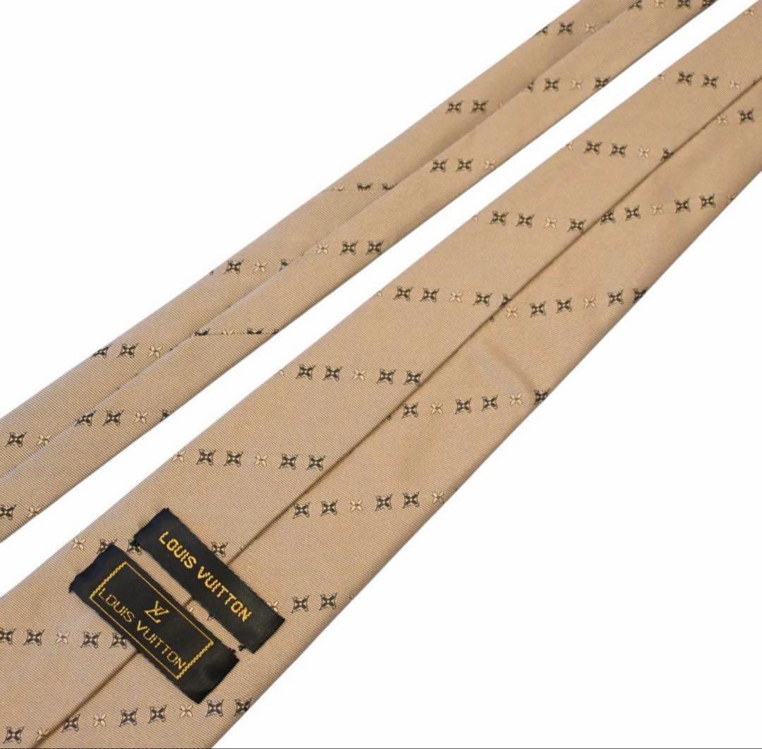 【未使用級】LOUIS VUITTON ネクタイ モノグラム ベージュ箱付き