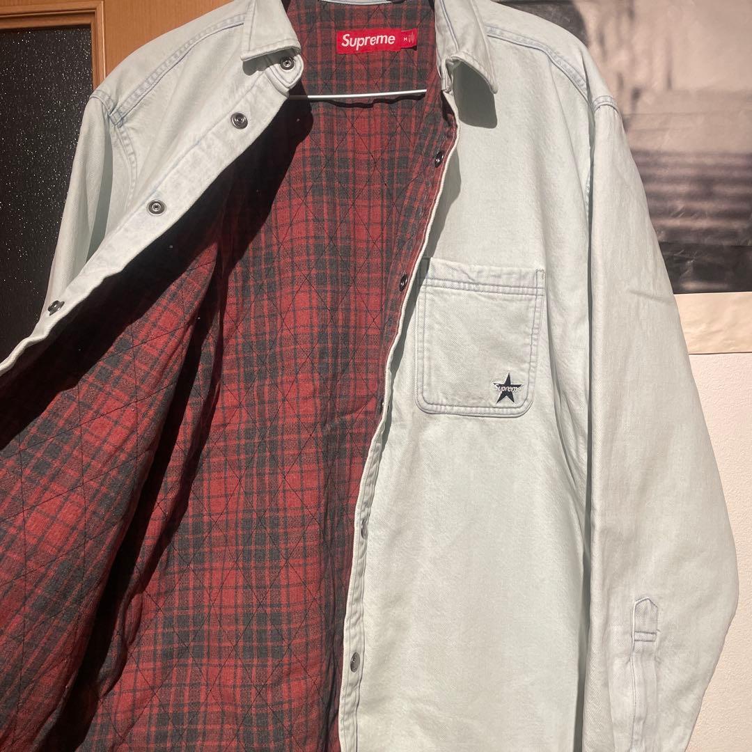 トップス supreme quilted lined denim snap shirt