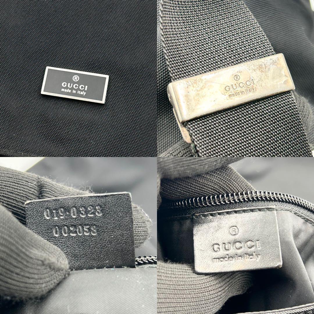 美品✨ グッチ ショルダーバッグ メッセンジャー ナイロン ブラック ロゴ