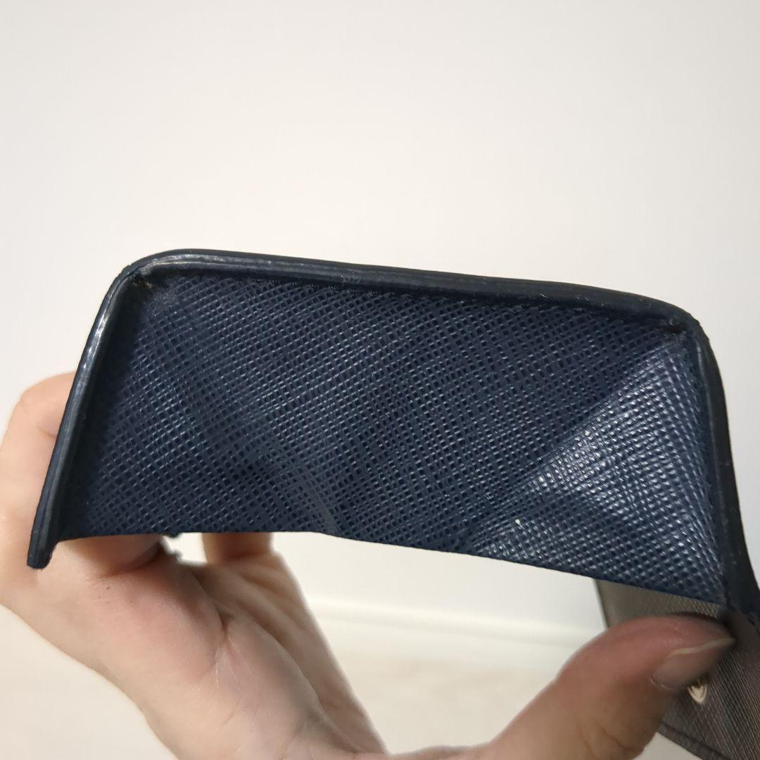 【美品】PRADA　サフィアーノレザー　ケース　ネイビー