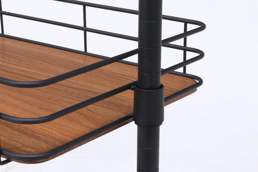 ハンガーラック　ＢＫ 　ブラック　スチールと木板がかっこいい幅60cm