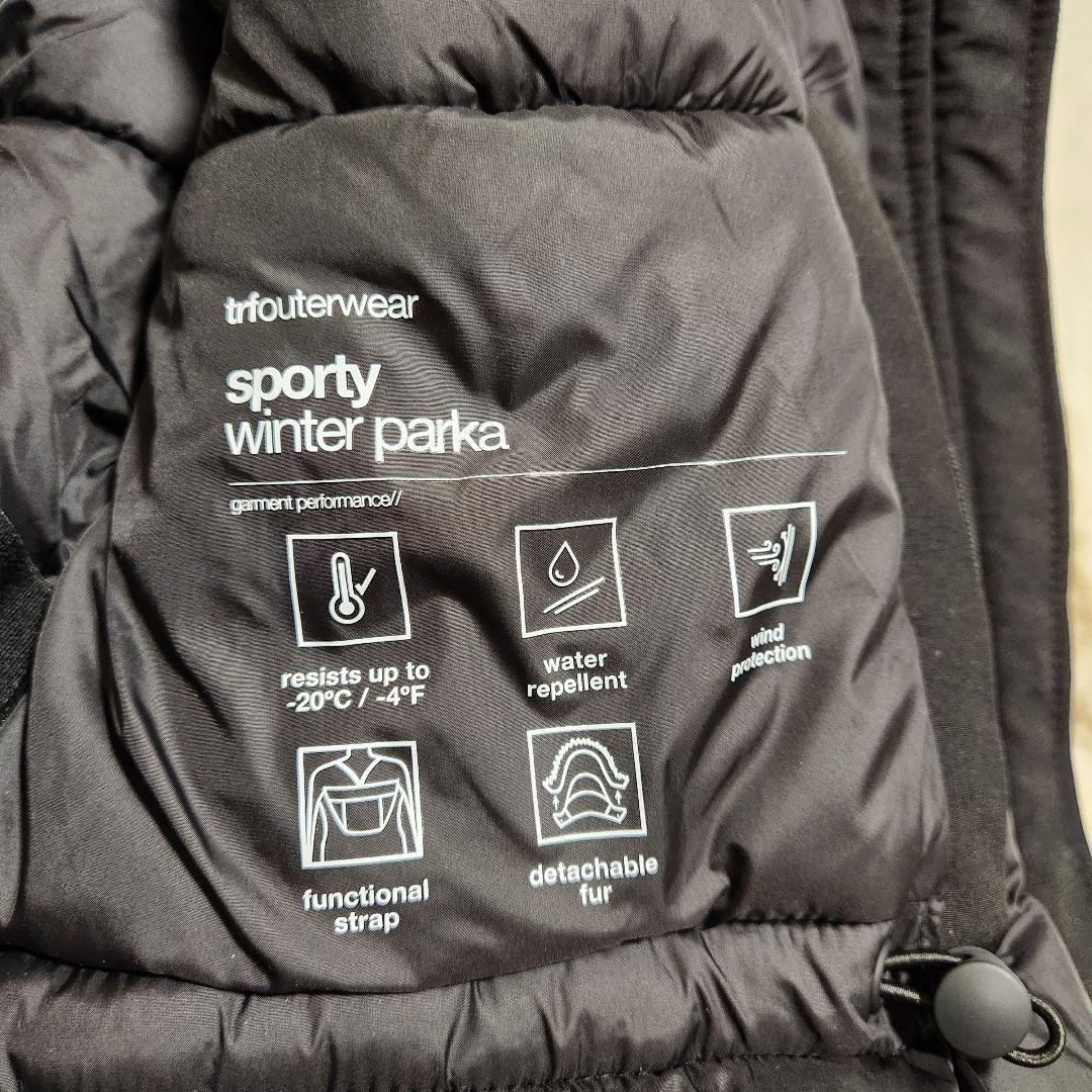 ZARA 中綿ポリエステルダウンジャケットコート 撥水 ブラック 海外Ｍ