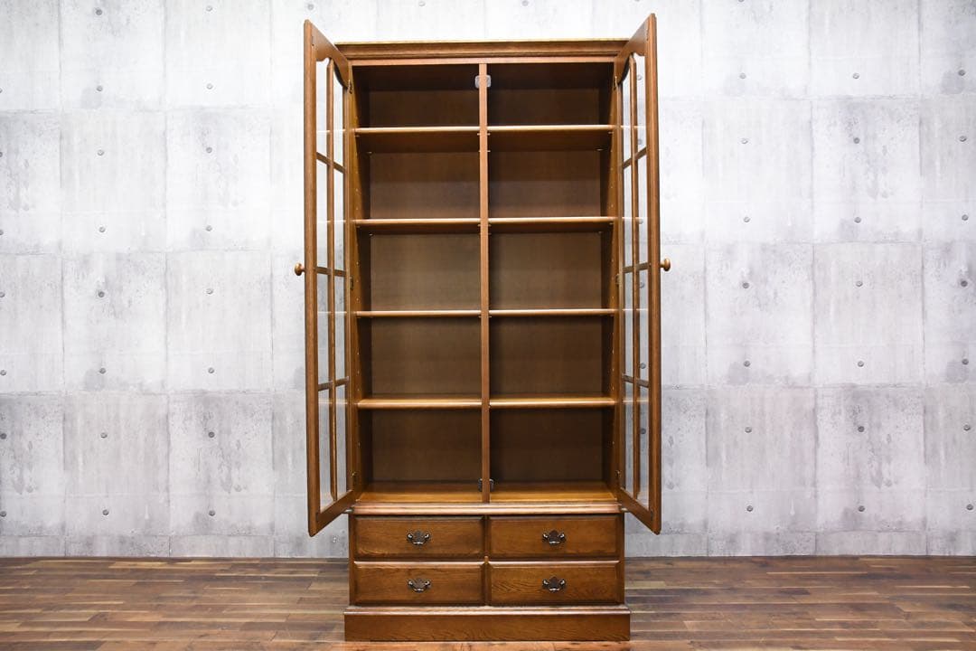 EBK64 カリモク ブックキャビネット W95cm 本棚 書斎棚 抽斗 書棚