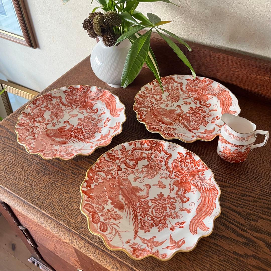 希少　70年代　ロイヤルクラウンダービー エイビス　レッド　プレート　ピッチャー