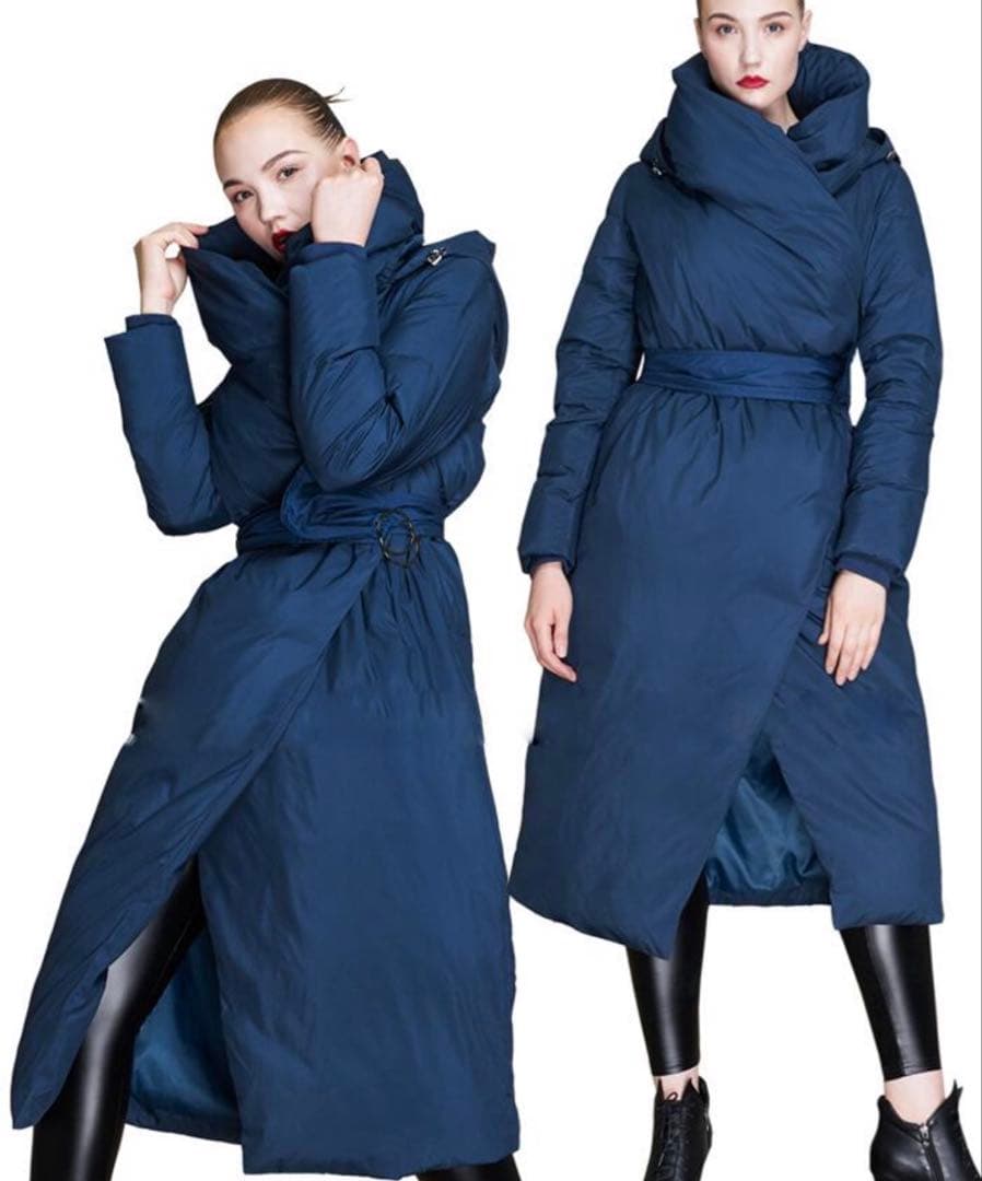 女優コート　ダウン　ロングコート　アシンメトリー