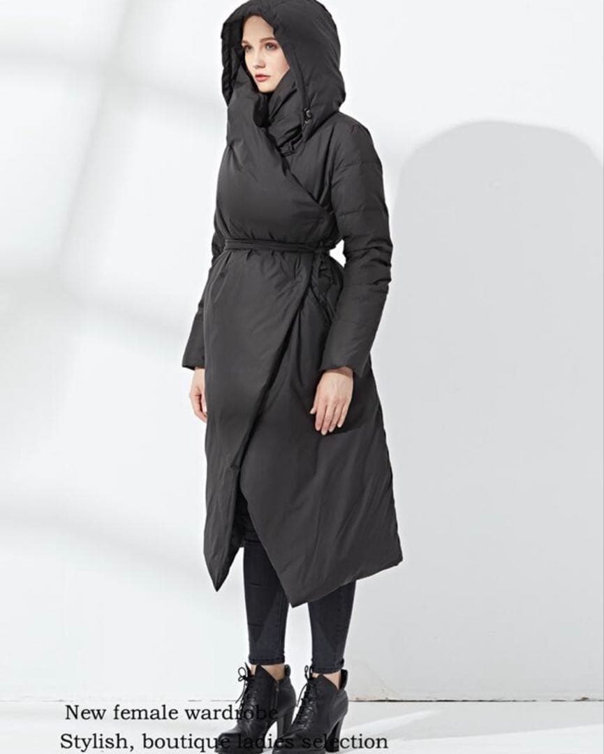 女優コート　ダウン　ロングコート　アシンメトリー