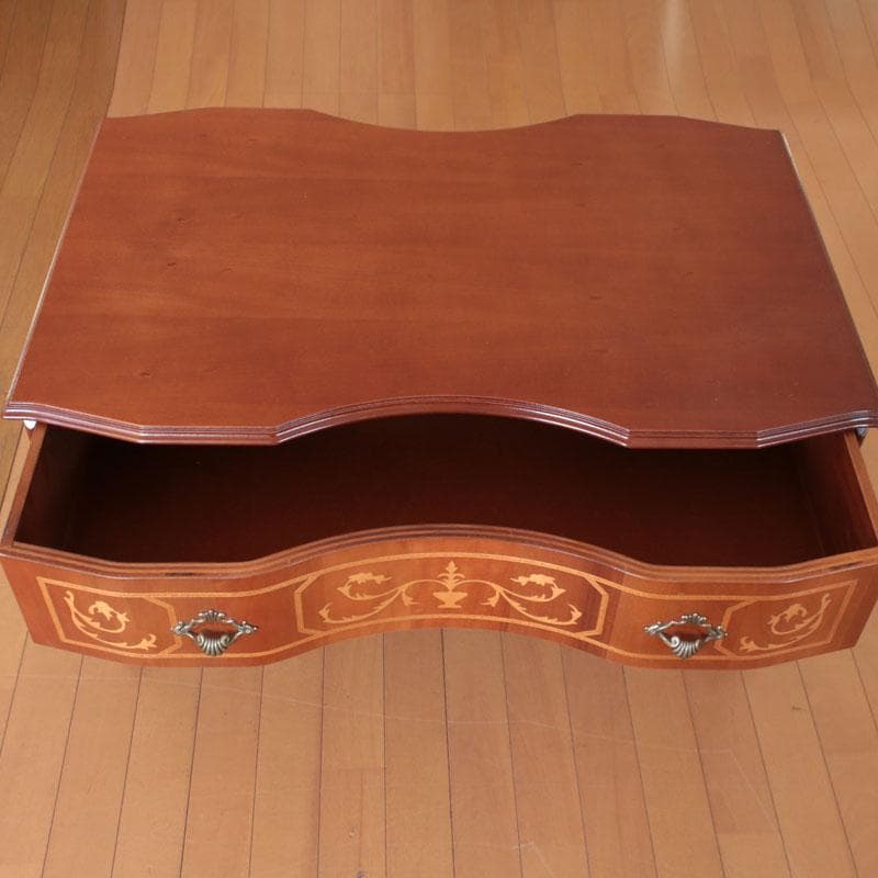 ドロワー付きローテーブル 象嵌 センターテーブル 猫脚 214-1232