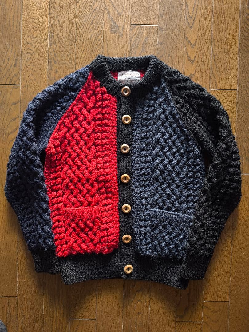 インバーアラン　クレイジーパターン　4A クルーネックカーディガン　S相当