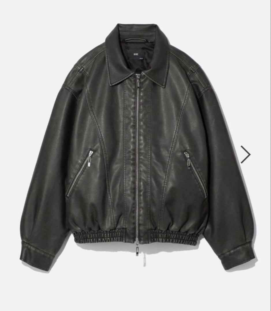 HARE 【SET UP対応】レザーナカワタコンパクトブルゾン　黒