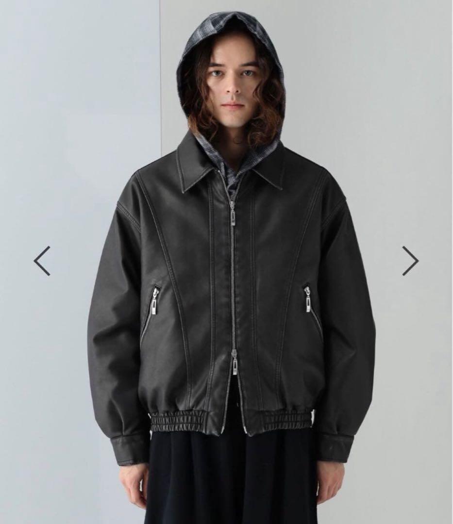 HARE 【SET UP対応】レザーナカワタコンパクトブルゾン　黒