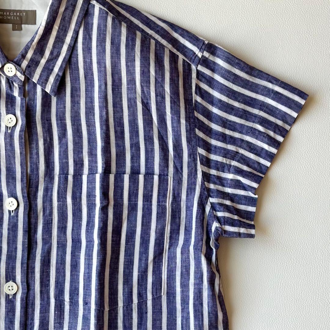 MARGARET HOWELL 22SS ワイドストライプリネン　半袖シャツ