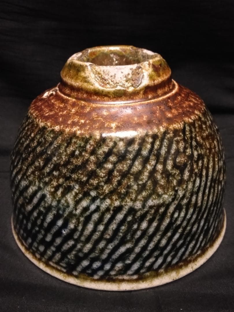 茶碗　人間国宝「島岡達三」作　共箱付塩釉象嵌縄文碗　達三、最上位作品になります。