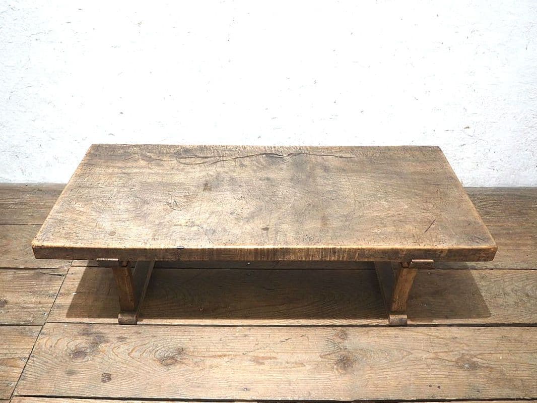 1405 一枚板のローテーブル　文机　陳列台　古家具　レトロ　アンティーク