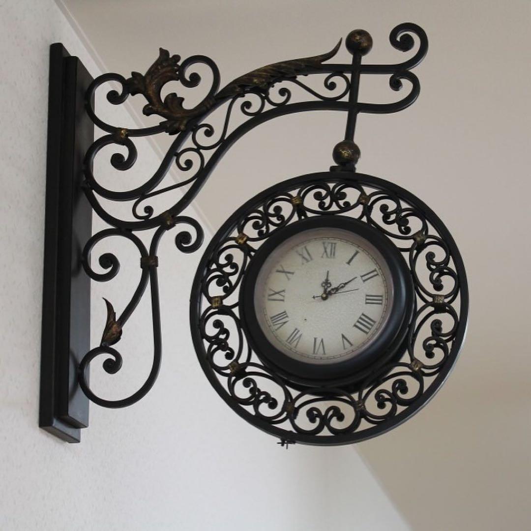 アイアン製壁掛け時計 柱時計