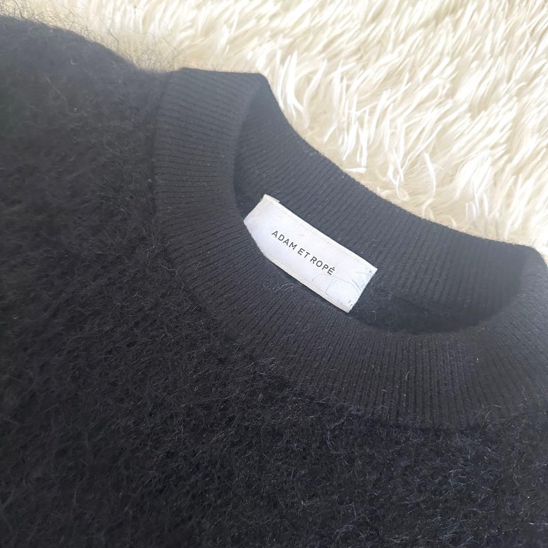 【アダムエロペ】モヘヤニット プルオーバー ブラック　黒　FREE