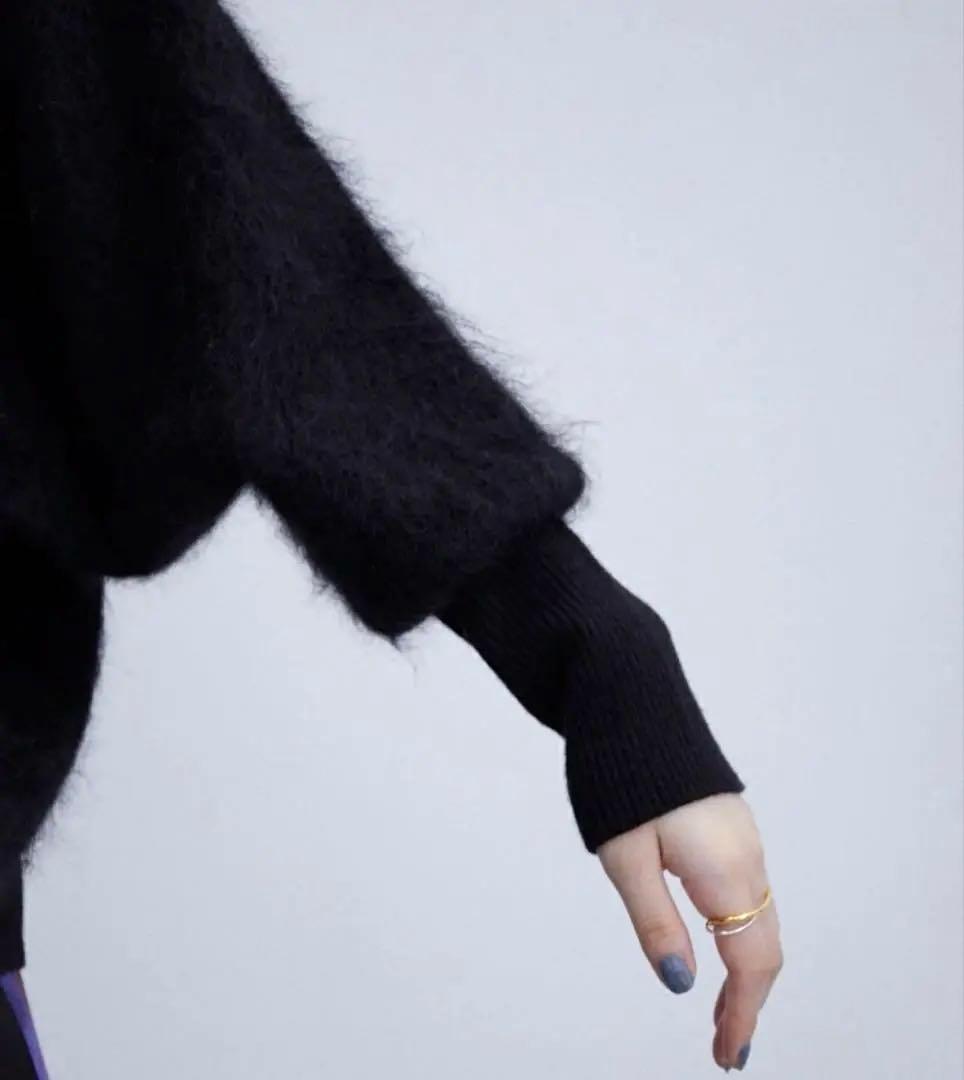 【アダムエロペ】モヘヤニット プルオーバー ブラック　黒　FREE