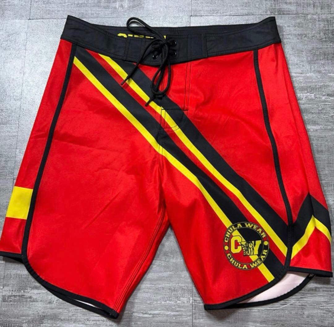 美品 CHULA WEAR フィジークサーフパンツ サイズ28 赤 チュラウェア