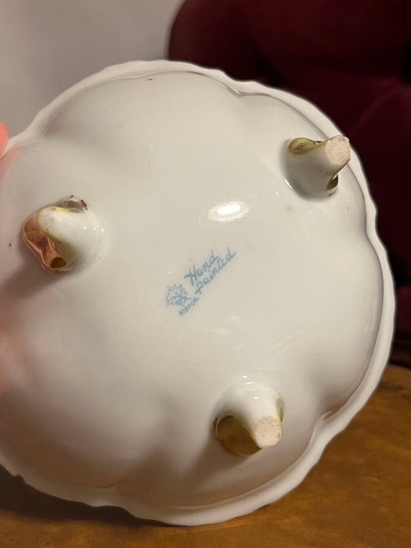 オールドノリタケ　メイプルリーフ印　ハンドペイント　ジュエル盛　ボウル