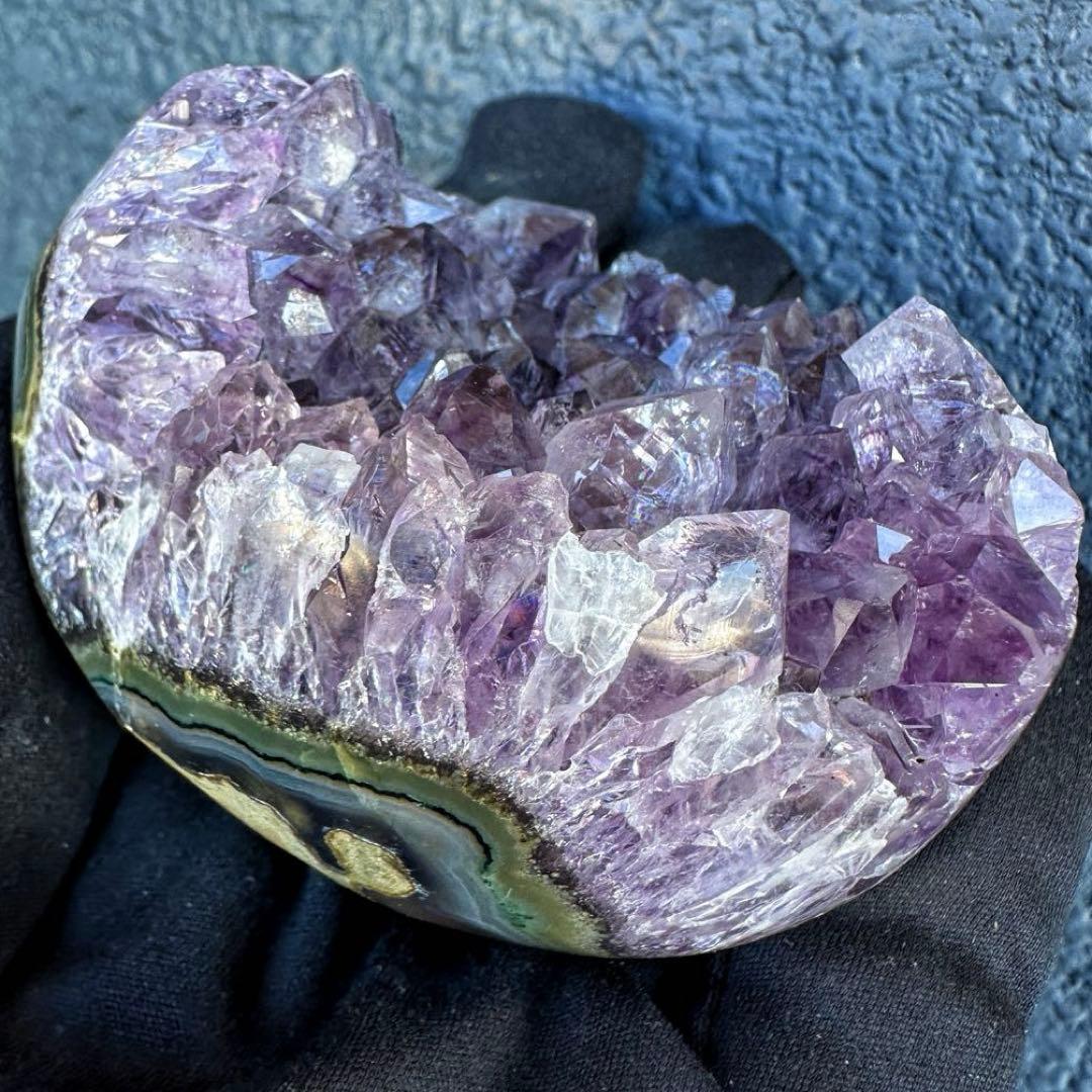 極上美麗☆瑪瑙レインボー☆アメジストクラスター パワーストーン天然石A1385