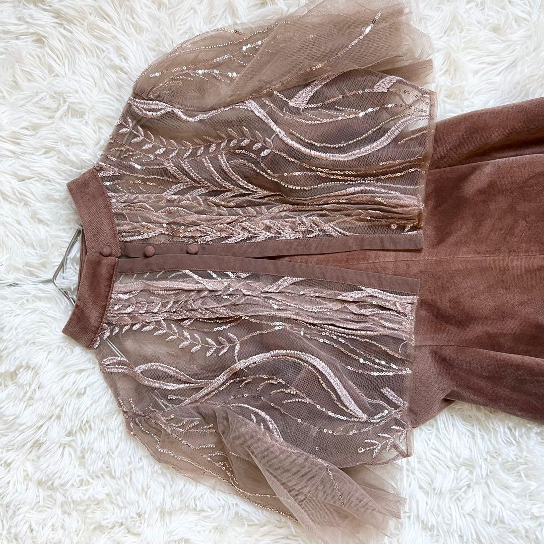 美品　LEJA ケープ風スパンコール刺繍ボレロマーメイドキャミワンピース　レジャ