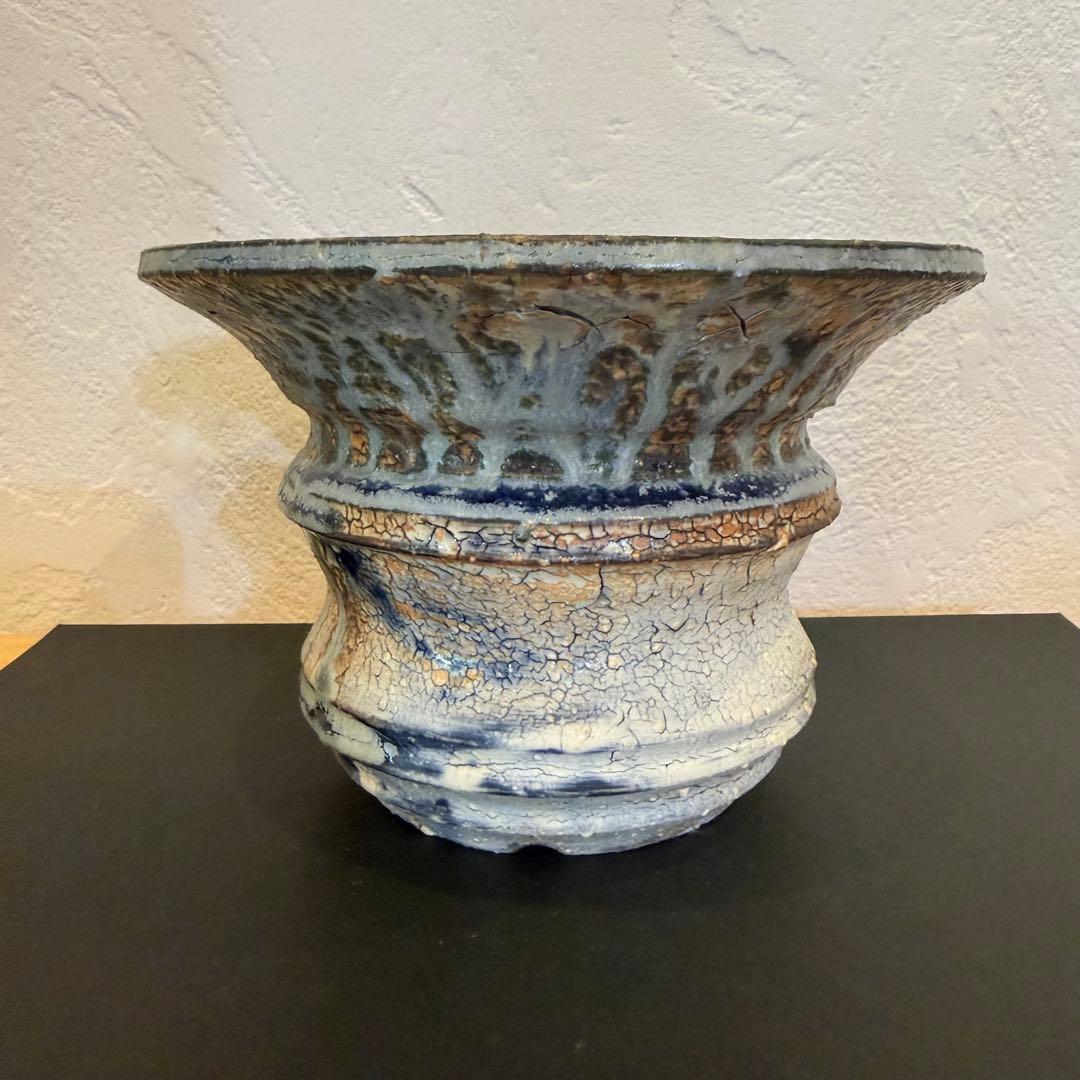 新品未使用 大人気 レア 阪本健 植木鉢 作家鉢 青