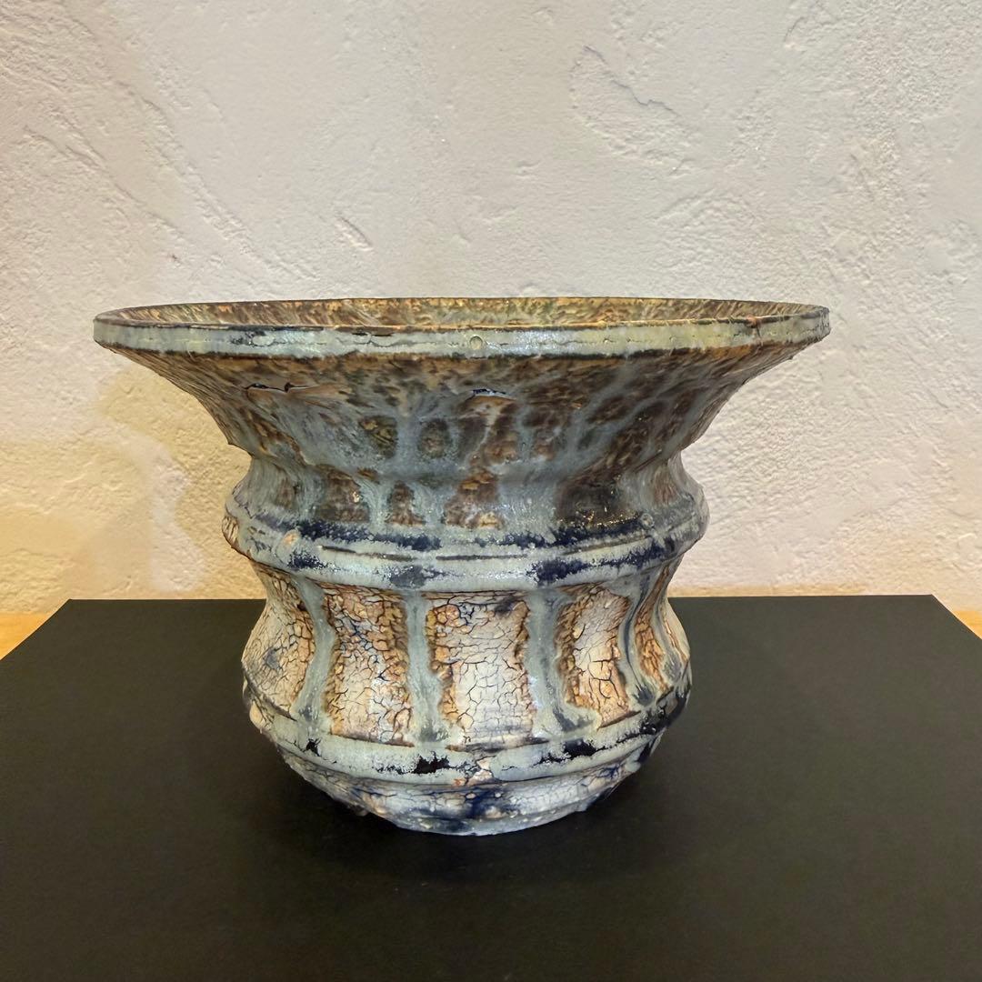 新品未使用 大人気 レア 阪本健 植木鉢 作家鉢 青