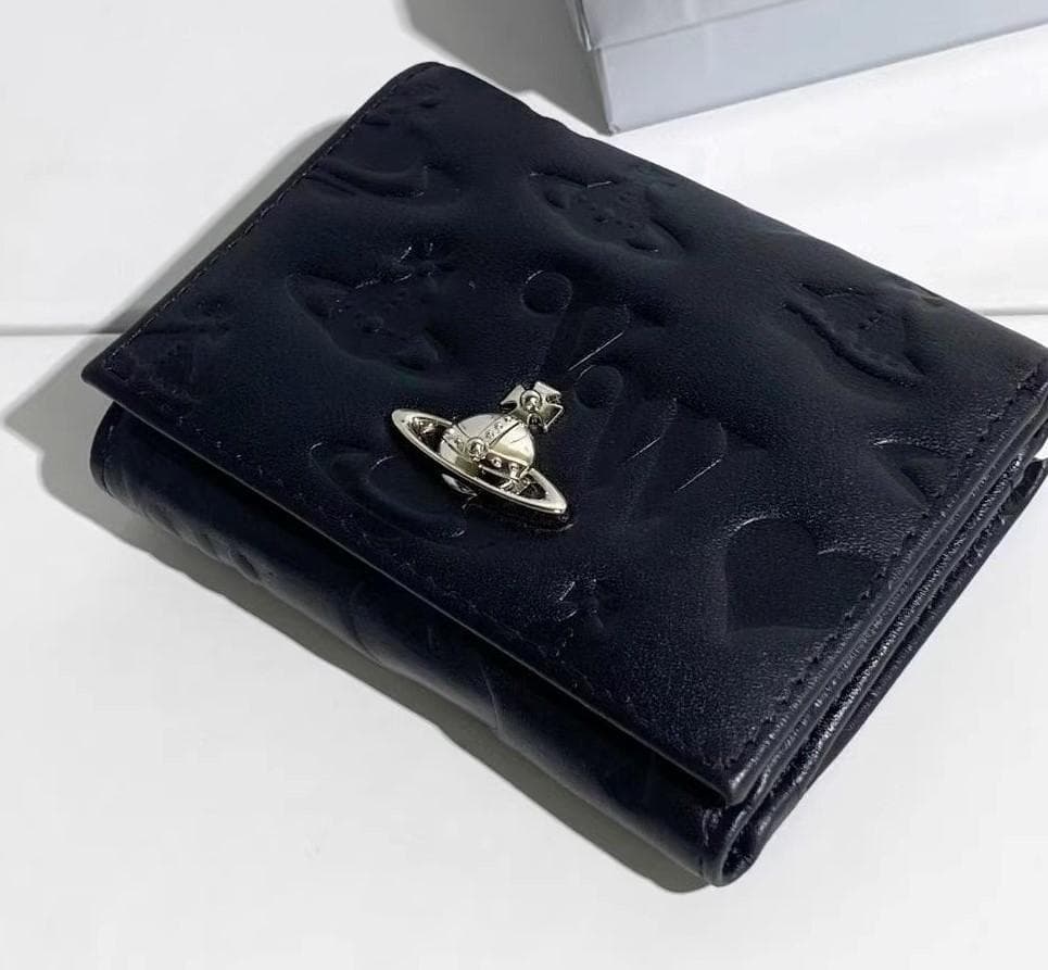 ブラック ヴィヴィアン柄 三つ折り財布-165