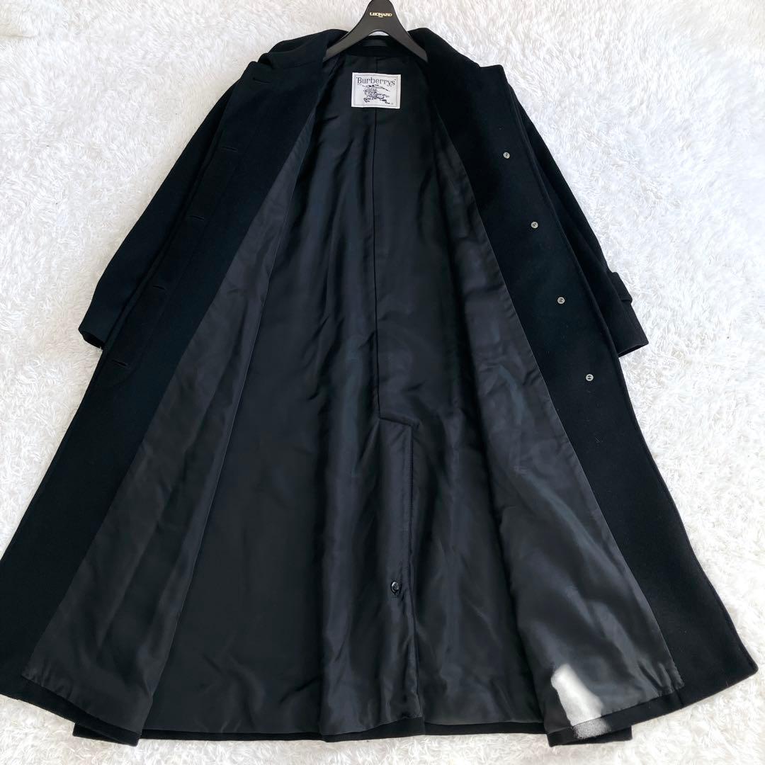 錦糸カシミヤ100✨バーバリーズ ステンカラーコート ロング シャドーホース 黒