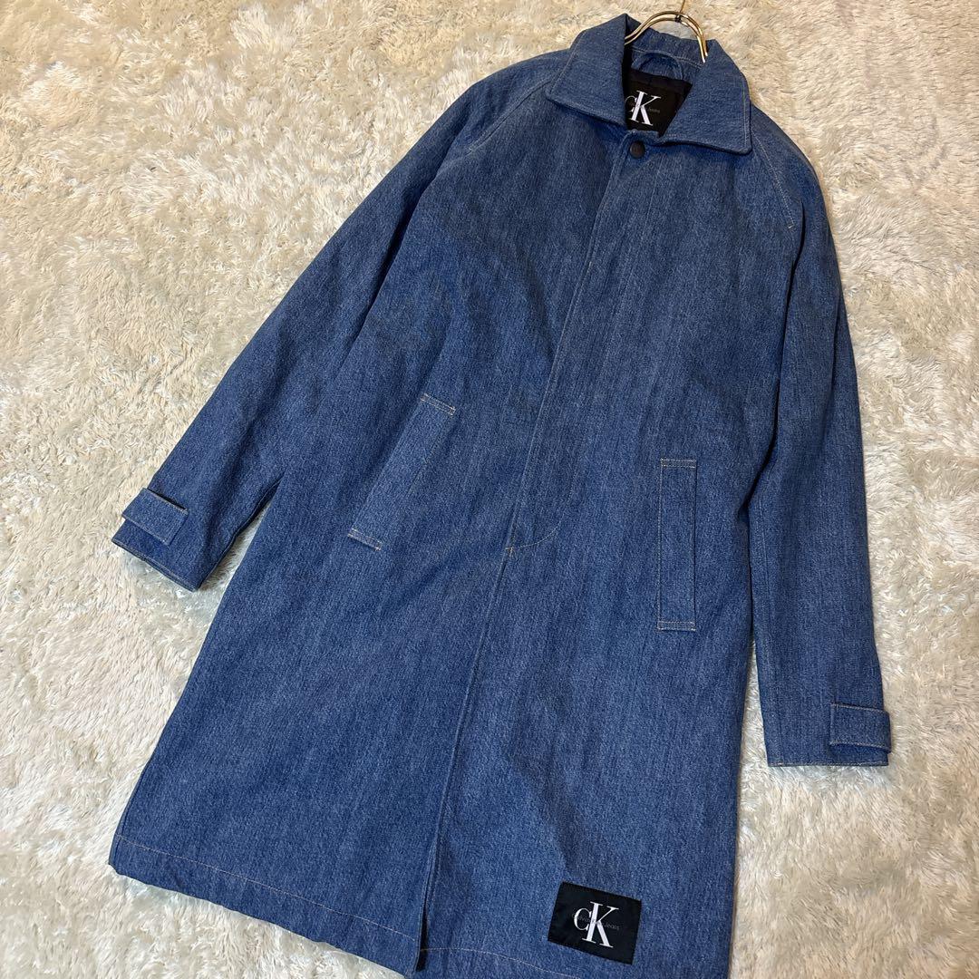 激レア＊カルバンクライン ステンカラーコート デニム　中わた イタリア製　M